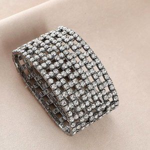 Temperament Full Diamond Elastic Bracelet Multi row Bracelet